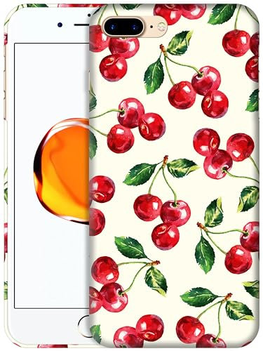 GlamCase for iPhone 7 Plus / 8 Plus, iPhone 7 Plus / 8 Plus Case - Cherry Watercolor Pattern Printed Slim Fit Cute Plastic Hard Protective Designer Back Case / Cover for iPhone 7 Plus / 8 Plus