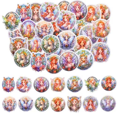 30 Stücke Schmetterling Fee Aufkleber, Schmetterling Prinzessin Aufkleber, wasserdichte PET Transparente Schmetterling Feen Scrapbook Stickers für Scrapbook Supplies, Planer, Album