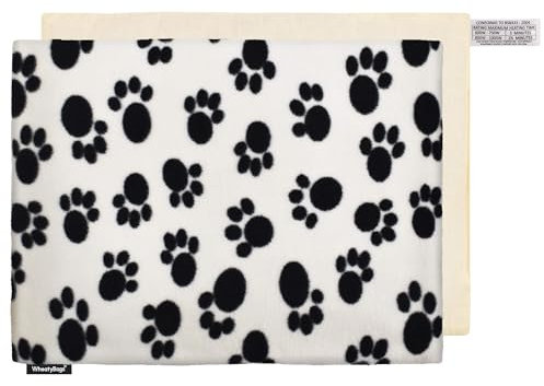Wheat Bag Pet Heating Pad (40cm x 30cm) - (Fleece Fabric - Paws Print with Removable Cover)