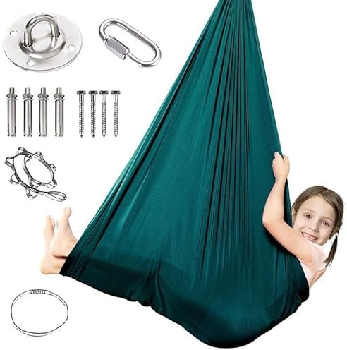 Generisch Aerial Yogatuch - Therapieschaukel Kinder für Autismus Psychischen Stress Abbauen - Hängesessel Kinder - Komplettes Paket Hängehöhle - Vertikaltuch Kinder