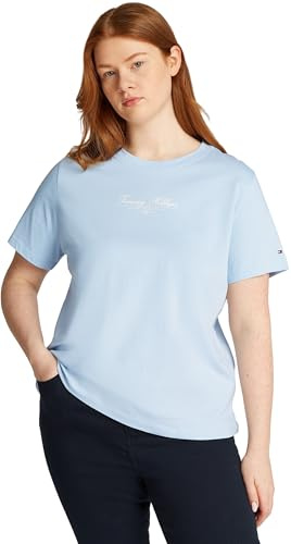 Tommy Hilfiger Damen CRV Reg Script C-nk Tee Ss Ww0ww46073 CRV REG Script C-NK Tee SS WW0WW46073 (1er Pack)