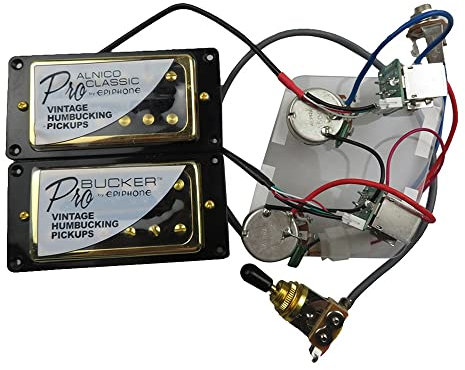 Alnico Gitarren-Tonabnehmer, klassisch, Vintage und Pro Bucker, Humbucker, E-Gitarre mit Profi-Kabelbaum, Tonabnehmer für E-Gitarre, Gold BK