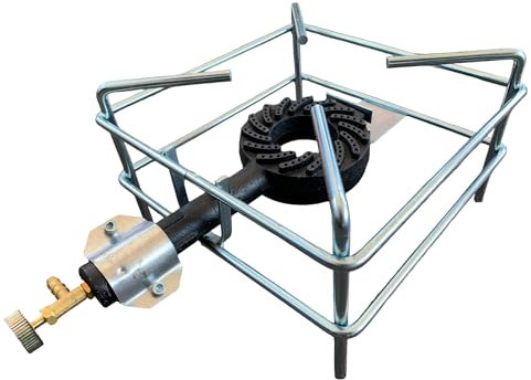 Fornellone a Gas GPL in Acciaio Cromato per Cucina, Campeggio, Giardino e Barbecue, Regolabile (40x40 cm)