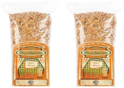 Axtschlag Räucherchips Erle, 1000 Gramm sortenreine Räucherspäne für besondere Rauch- und Geschmackserlebnisse, für alle Grills & Smoker (Packung mit 2)
