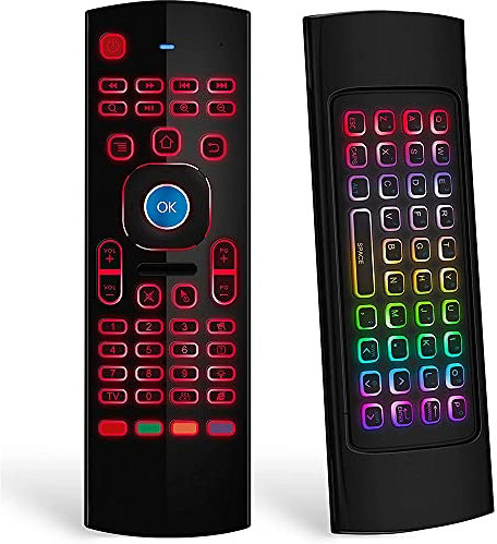Bordhap Air Mouse for Android Tv Box, Mini Wireless Keyboard Air Remote Mouse Control with RGB Backlit MX3 Pro IR Learning