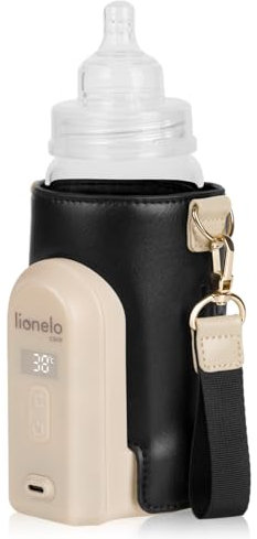 LIONELO Thermup Go Evo Chauffe-Biberon Portable, Maintient les Liquides au Chaud, 5 Températures de Fonctionnement de 38 à 50 o C Chargement USB-C, jusqu'à 9 h de Fonctionnement Affichage LCD (Black)