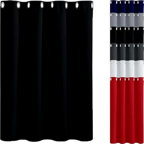 JIAHAO Blackout Vorhang 90 x 80 cm Wohnzimmer Lärmschutz/Kälteschutz Vorhang Blickdicht Gardinen Effektive Raumverdunkelung für Fenster Wohnzimmer, Schwarz