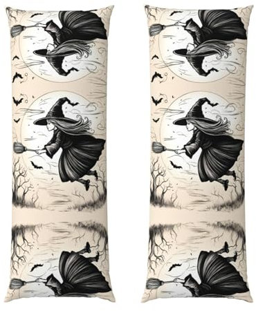 Kissenbezug mit fliegendem Halloween-Hexen-Motiv, mit Reißverschluss, 1 Stück, 50,8 x 137,2 cm, weich, hautfreundlich, ohne Füllung