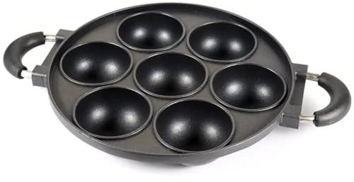 NokarOnline Takoyaki Grill Pan 7 Hole – Non-Stick Cast Iron Japanese Pan for Omelettes, Pancakes, Eggs & Snacks, Grill & Saute Pan (Induction Compatible)