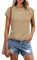 Chicrise Tshirts Women UK Cap Sleeve Round Neck Vest Tops Basic Solid Color Loose Blouses Coffee Means 12-14