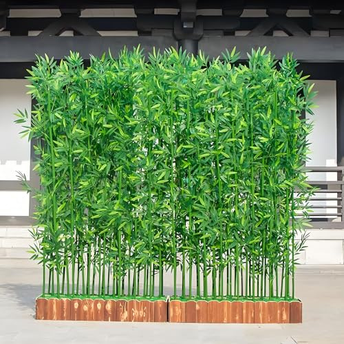 Mur de bambou artificiel, cloison de séparation, clôture intérieure et extérieure en bambou artificiel, brise-vue en fausses plantes pour balcon, jardin,1.5m/4.9fttall-1.5mBase-24Pole