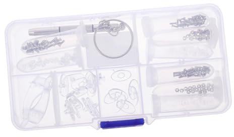 Hoement Glasses Repair Kit with Screwdriver and Screws for Eyeglass Sunglass Watch Repair Compact Eyewear Tool with Nose Pads and Storage Box for Quick Precision Fixes