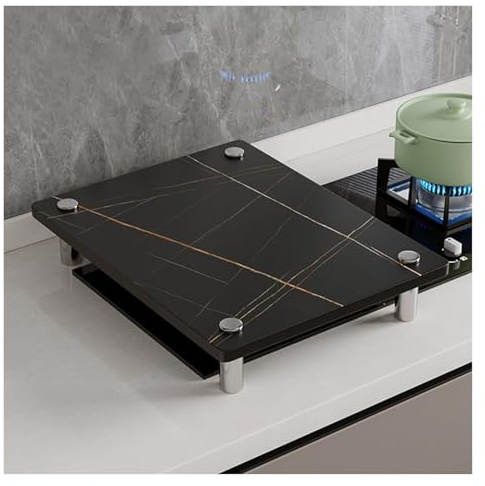 QSTGX Cache Plaque De Cuisson Gaz Protection Plaque Cuisson Gaz Couvercle résistant à la chaleur pour cuisinière à gaz Support moderne en grès pour cuisine(D,30X40X8.3 CM)