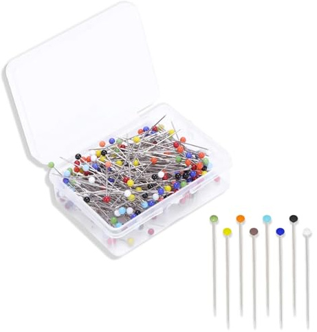 DJHUHN 600 Stück Stecknadeln mit Kopf, 38 mm Edelstahl Stecknadeln Für Basteln, Nähen, Säumen, Schmuckteile, Dekoration（Bunte）