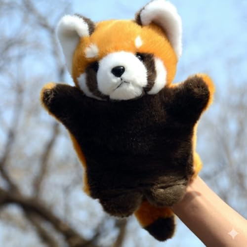 SMJWH Niedliche Waschbär-Handpuppe, Stofftier – Weiches Plüschtier und Bauchrednerpuppe for for Geschichtenerzählen