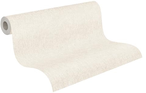 A.S. Création Wildblumen-Vliestapete – Beige, Creme – 10,05 x 0,53 m | Florales Wildblumen-Motivals Akzent – schimmernde Motivtapete im Metallic-Look, einfach zu verkleben & spurlos abziehbar