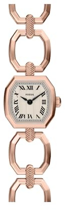 Fossil Harlow Montre pour femme avec bracelet en acier inoxydable à trois aiguilles, rose gold, 20MM, Harlow