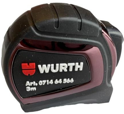 Würth Taschenbandmaß Metermaß Bandmaß 3,0m Maßband im Kunststoffgehäuse mit Gürtelclip und Endhaken EG-Genauigkeitsklasse II 071464566