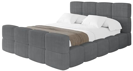 ALTDECOR Polsterbett mit Bettkasten und Lattenrost, Bett mit Kopfteil, Boxbett ohne Matratze, Doppelbett mit Stauraum - NATA-Z 120x200 Dunkelgrau