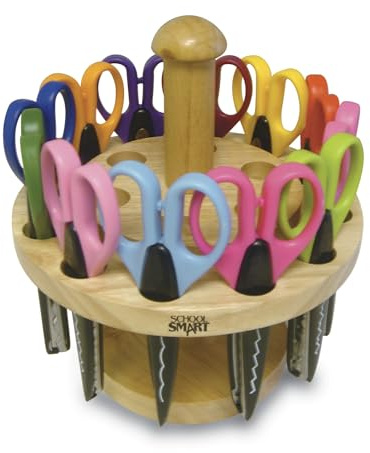 School Smart Paper Edger Scissors, 6-1/2 x 2-1/2 Inches, Assorted Colors, Set of 24
