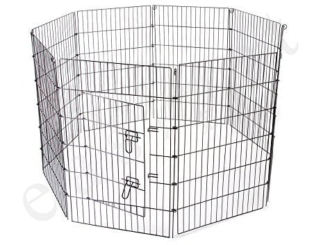 Easipet Metal Pet Playpen, 107 x 61 cm, Black, 8 Panels with Door