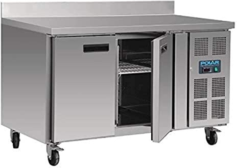 Polar Refrigeration U-Series 750W Double Door Counter Freezer with Upstand 282 Litre, Stainless Steel, -20°C to -10°C, 960(H)x1360(W)x700(D)mm, 2 Shelves, Energy Rating D | DL916