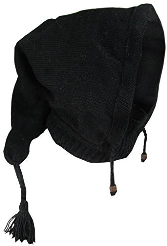Gheri Wolle Vlies Gefüttert Pixie Spitz Lange Snood Kapuze Nackenwärmer Magier Hut Schwarz