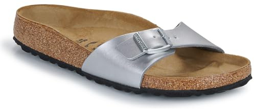 BIRKENSTOCK Madrid Birko Flor Pantoletten normal Damen (Silver hellgrau - 41/41.0