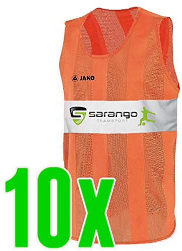 Jako Trainingsleibchen orange 10er Set Sarango Logo, Wähle Deine Größe:2 (Senior)