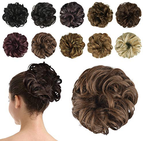 BARSDAR Haarteil dutt Haargummi Hochsteckfrisuren,Haarteil Haarverlängerung Gewellt Unordentlicher dutt Haarknoten Pferdeschwanz für Frauen