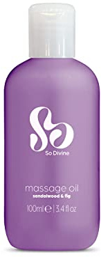 So Divine Sandalwood & Fig Sensual Massage Oil 100ml Bottle. Vegan & Paraben Free, Naturally Scented Body Massage Oil for Couples and Intimate Moments