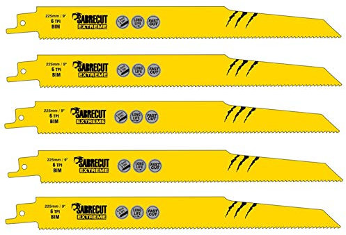5 x SabreCut SCRS1110DF_5 225mm 6 TPI S1110DF Fast Wood and Metal Cutting Reciprocating Sabre Saw Blades