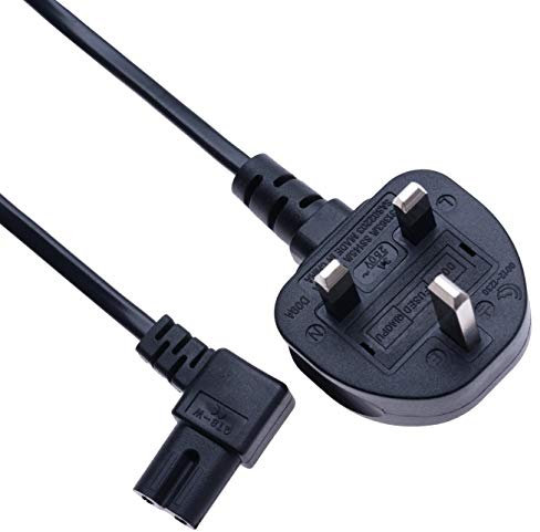 2 Pin Mains Power Lead Fig Figure 8 Right Angle Flat Cable Compatible with Samsung Panasonic JVC Philips LG Sony TV | Canon Pixma HP Brother Epson Printer | Asus Toshiba Laptop Charger UK Wall Cord 3m