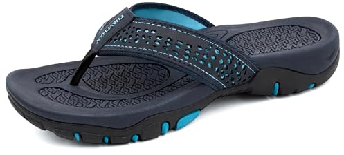 ChayChax Men’s Flip Flops Arch Support Sport Thong Sandals Non Slip Outdoor Beach Walking Slippers,Blue,10.5 UK