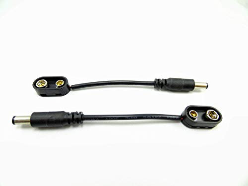 ChiliTec Lot de 2 convertisseurs de batterie 9 V - Câble d'alimentation pour pédale d'effet guitare - Longueur totale : 13 cm