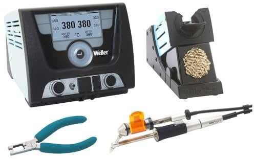 Weller 2-Channel Soldering and Desoldering Station WXD 2010 with WXDP 120 Desoldering Iron, LCD Display, 529W, 23V, Includes Soldering Iron and Desoldering Iron