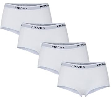 PIECES Damen Pclogo Lady 4 Pack Solid Noos Bc Boxershorts, Bright White, XS EU