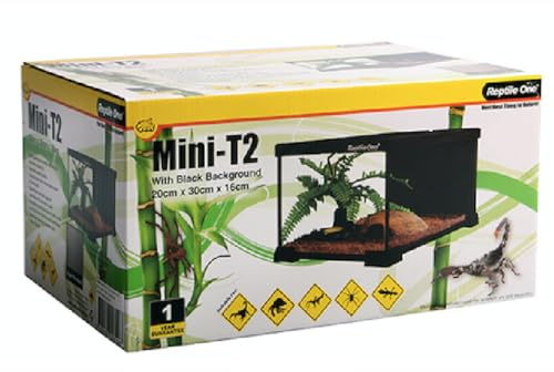 Reptile One Stackable Mini T2 Terrarium with Wire Mesh Lid and Black Background (20x20x20 CM)