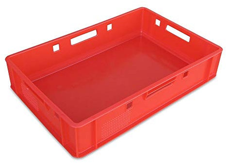 E1 Kiste 60x40x12,5 cm Metzgerkiste Lagerkiste Geschirrkiste Eurobehälter rot, grau, schwarz, blau, grün (rot)