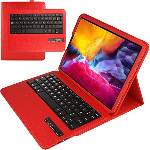 TECHGEAR Keyboard Case for iPad Pro 11 2021 3rd Generation & 2nd Generation / 2020 - PU Leather Case with Detachable Wireless [UK QWERTY] Keyboard & Stand [Strike Folio Case] Red
