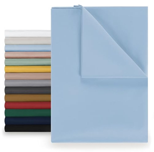 Blumtal® Basic Betttuch 280x275 cm für Matratzen 180x200 cm - Bettlaken ohne Gummi - Oeko-TEX zertifiziertes Betttuch ohne Gummi - Leintuch aus gebürstetem Microfaser - Bettlaken 180x200 cm in Blau