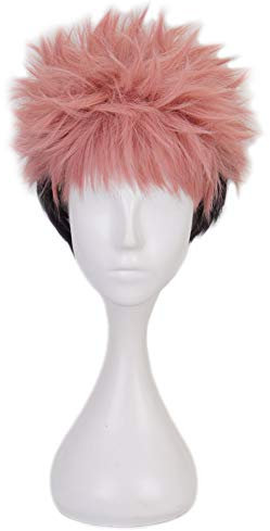 HIROAKIYA Yuji Itadori Wig, Yuji Itadori Cosplay Wig with Wig Cap, Length approx.28cm