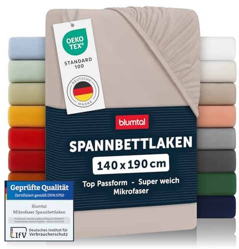 Blumtal Basics Lot de 1 Drap Housse 140x190 Bonnet 30 cm - Drap Housse 140 x 190 Microfibre De Haute Qualité - Doux, Résistant, Anti Plis - Certifié Oeko-Tex - Taupe