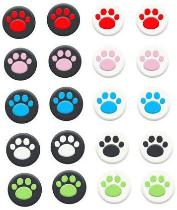 2 tapones de silicona analógicos para palanca de mando de pulgar de goma para PS5 PS4 Slim Pro PS3 Xbox One X S Elite Switch Pro Xbox 360 Wii u Controller Game Cute Cat Claw (Blanco-Verde)