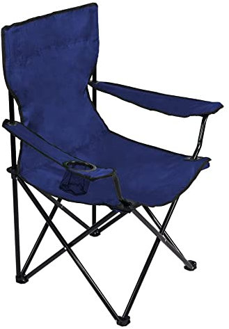 FINE GARDEN Folding Camping Chair - Lightweight Design with Cup Holder - Heavy Duty Camping Chair with Comfortable Design for Outdoor, Fishing, Picnics, and Travel Adventures (Blue, Pack of 1)
