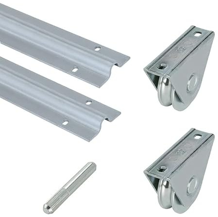 Metalideal Kit Portail Coulissant 6 m Gorge 20 mm Petit Kit | Kit guidage sol 6m gorge 20 mm avec 2 rails 3m jonction et 2 galets 80mm