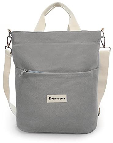MAYMOONER Damen Canvas Tasche Handtasche Schultasche Casual Umhängetasche Damen, B-Grau, Taille unique, Hobo