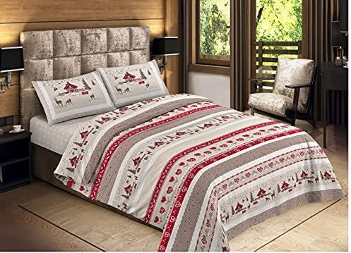 BIANCHERIAWEB Bettwäsche-Set aus 100% Baumwolle, hergestellt in Italien, Bettwäsche-Set für Einzelbett, Motiv: Valbadia