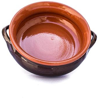 Colì Tegame Senza Coperchio con Manici, Terrina Brunella in Terracotta, Zuppiera con Manici, Maioliche e Terrecotte dal 1650, Marrone, Diametro 20 cm