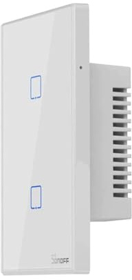 Vetrineinrete® Interruttore smart 2 canale controller da remoto wireless wifi placca touch domotica (Bianco)